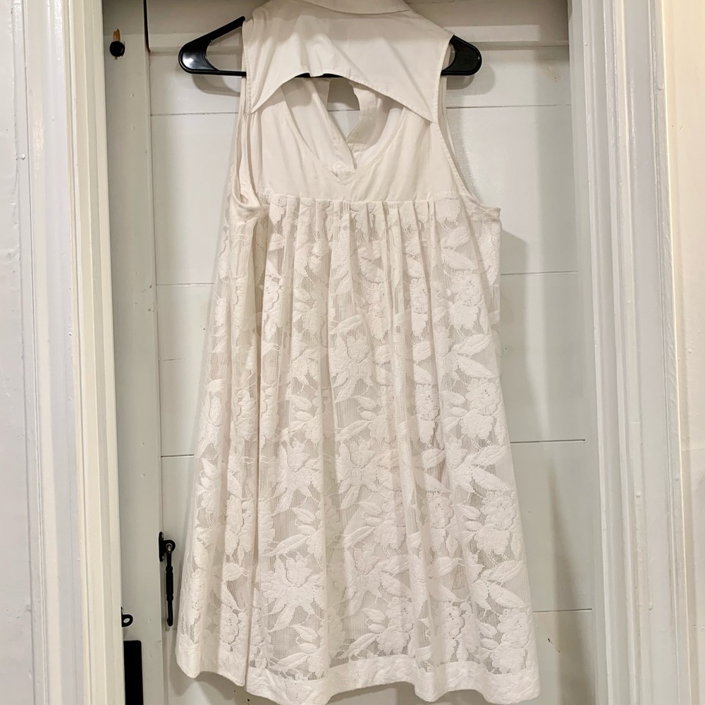Anthropologie White Collar Dress M - Picture 3 of 7